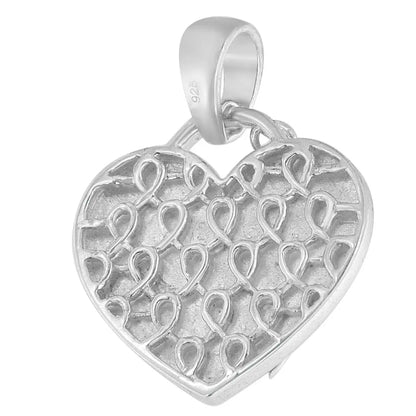 .925 Sterling Silver 1/10 cttw Diamond Heart Pendant Necklace (H-I, I1-I2) - Bijoux-NYC Direct