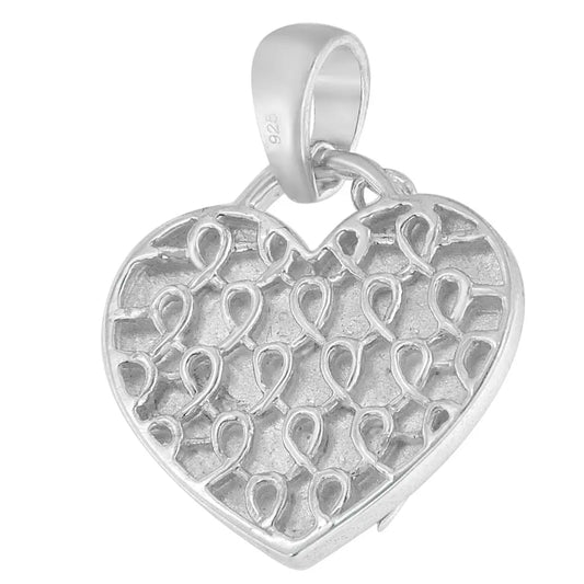 .925 Sterling Silver 1/10 cttw Diamond Heart Pendant Necklace (H-I, I1-I2) - Bijoux-NYC Direct