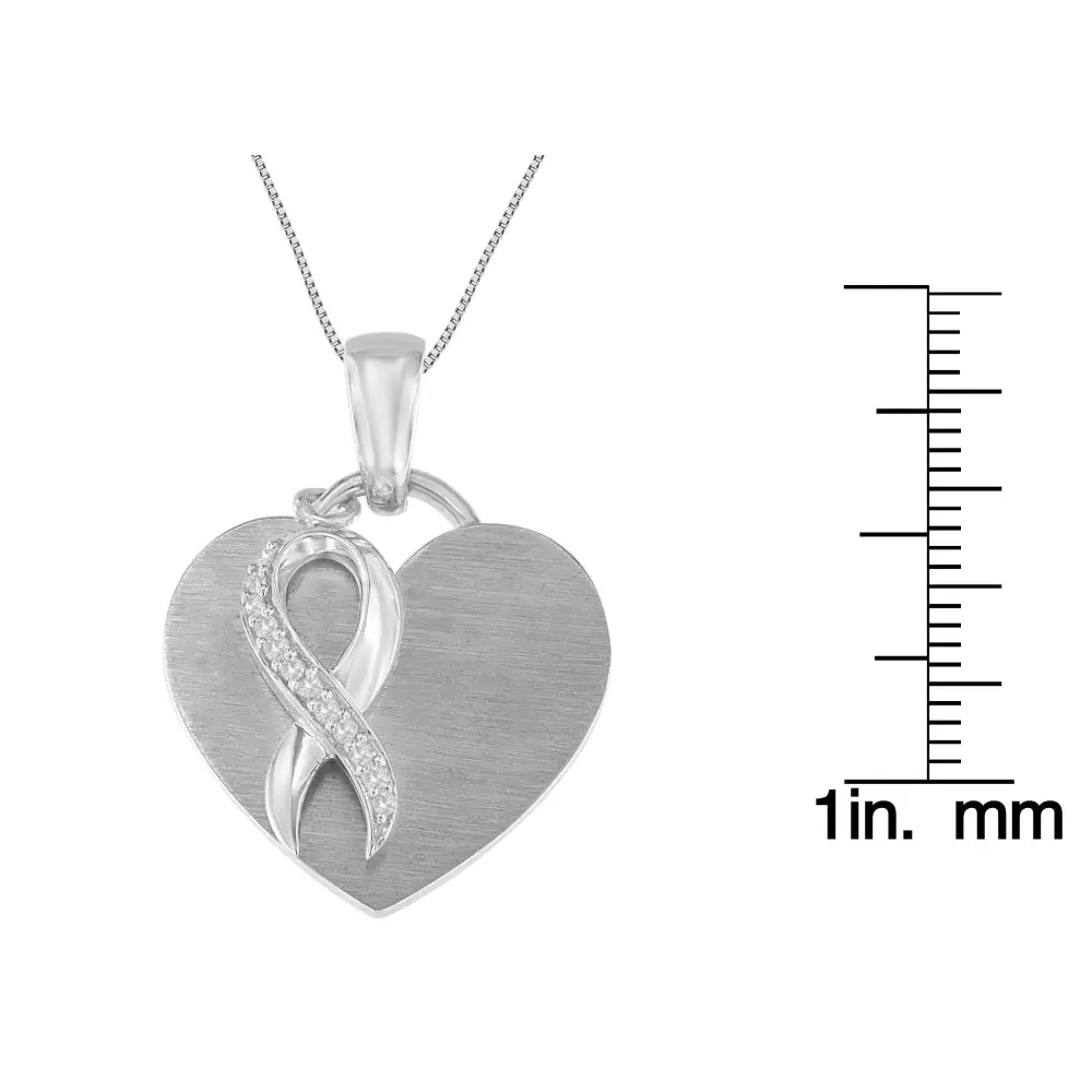 .925 Sterling Silver 1/10 cttw Diamond Heart Pendant Necklace (H-I, I1-I2) - Bijoux-NYC Direct