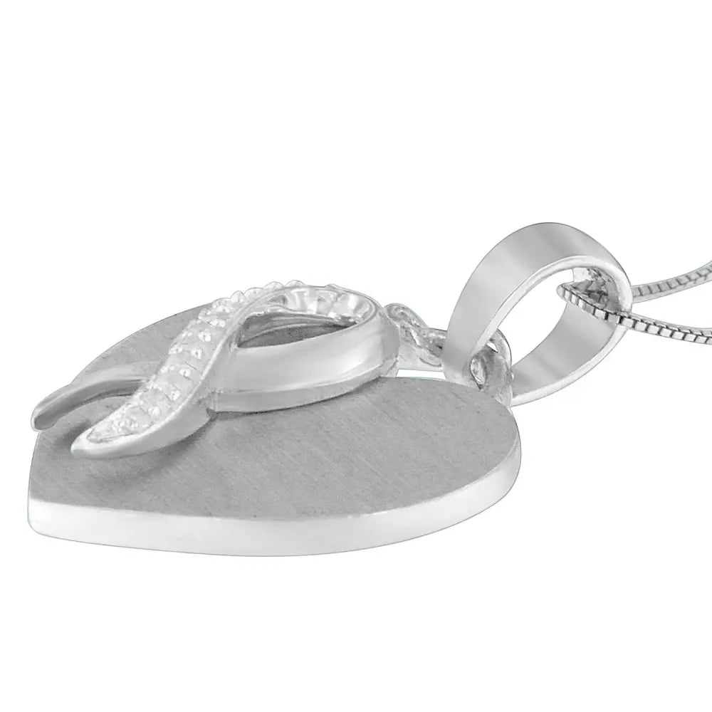 .925 Sterling Silver 1/10 cttw Diamond Heart Pendant Necklace (H-I, I1-I2) - Bijoux-NYC Direct