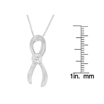 .925 Sterling Silver 1/10 cttw Diamond Ribbon Pendant Necklace (H-I, I1-I2) - Bijoux-NYC Direct