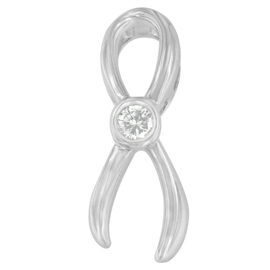 .925 Sterling Silver 1/10 cttw Diamond Ribbon Pendant Necklace (H-I, I1-I2) - Bijoux-NYC Direct