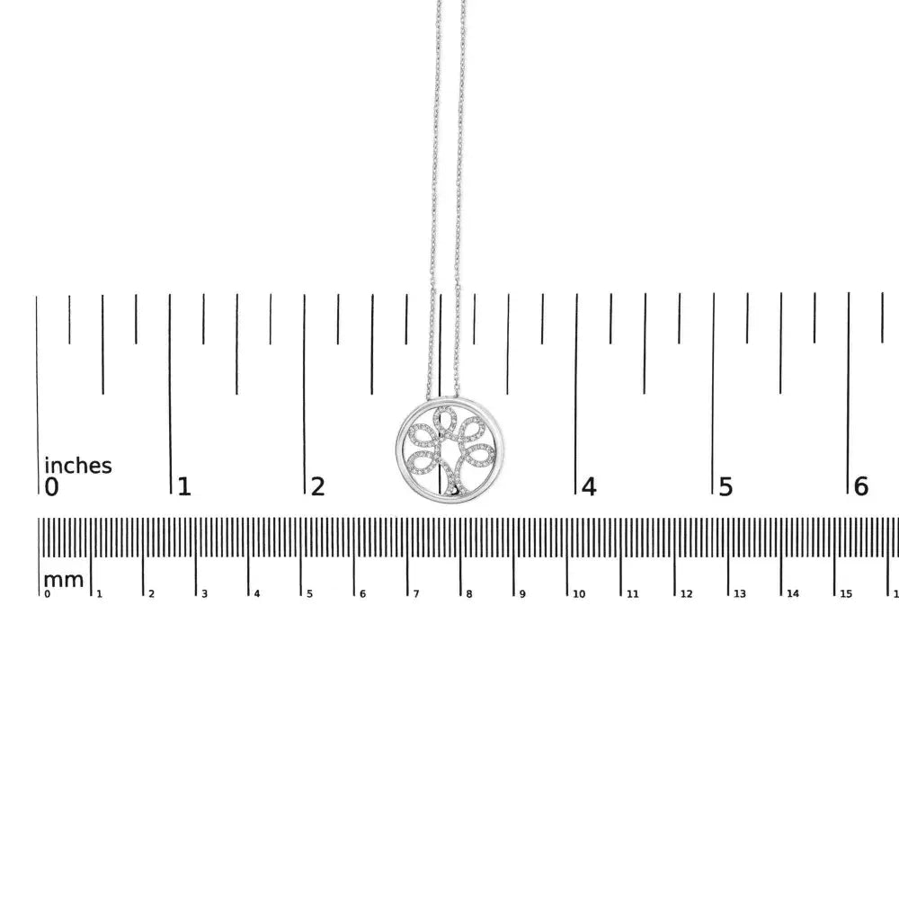 .925 Sterling Silver 1/10 Cttw Diamond Tree of Life Pendant Necklace (I-J Color, I3 Clarity) - Bijoux-NYC Direct