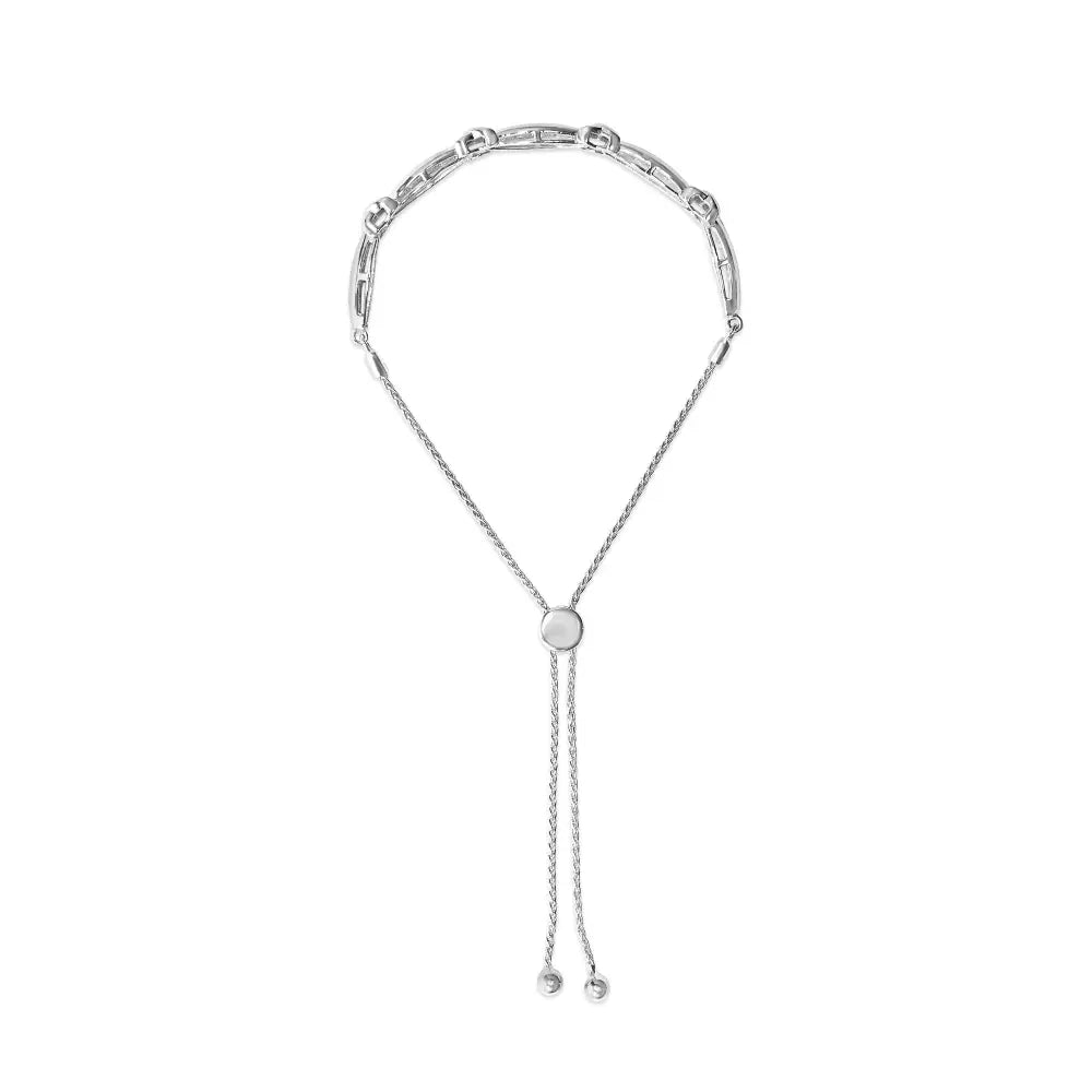 Sterling silver 1/10 cttw diamond x link adjustable bolo bracelet bijoux-nyc direct