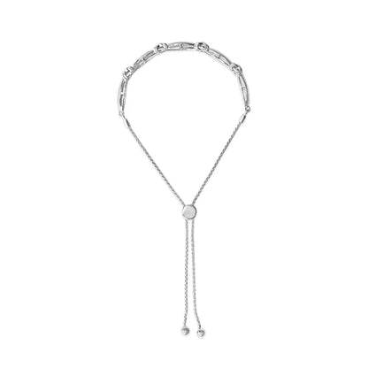 .925 Sterling Silver 1/10 Cttw Diamond X Link Bolo Bracelet (I-J Color, I2-I3 Clarity) - Bijoux-NYC Direct