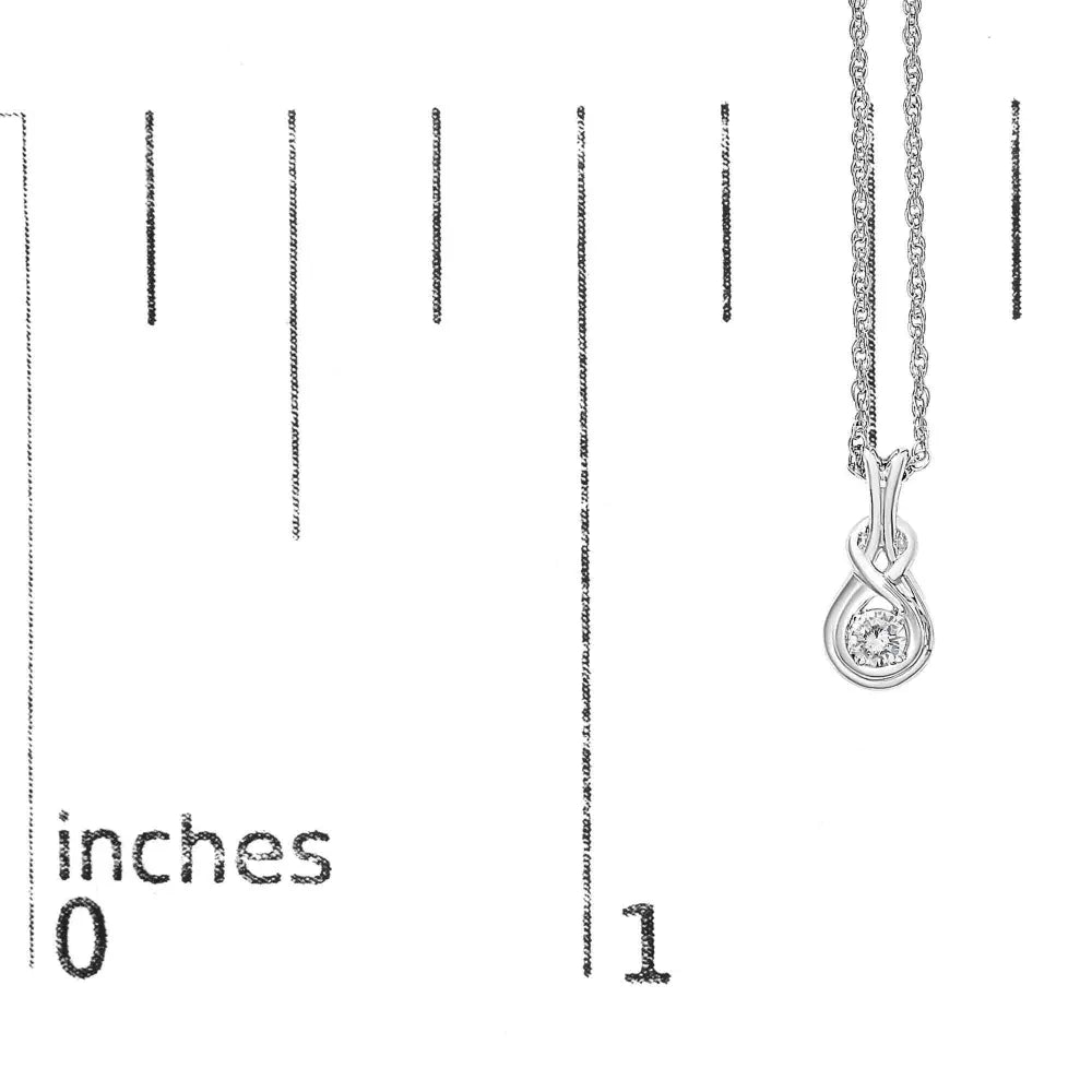 .925 Sterling Silver 1/10 Cttw Lab Grown Diamond Love Knot Solitaire Pendant Necklace - Size 18 Inches - Bijoux-NYC Direct