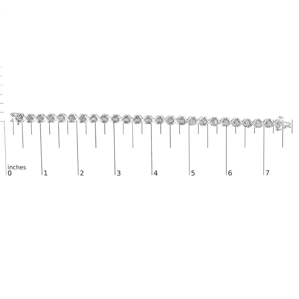 Sterling silver 1/10 cttw diamond x link tennis bracelet 7.25 inch bijoux-nyc direct