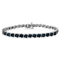 Blue diamond s link tennis bracelet in.925 sterling silver 1/10 cttw 7.25 bijoux-nyc direct
