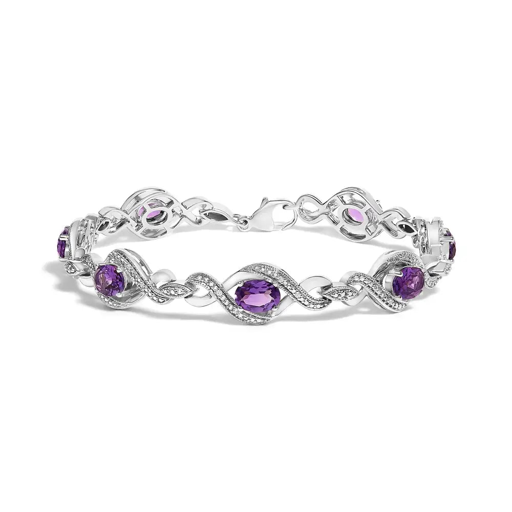Amethyst and diamond cross infinity tennis bracelet in sterling silver bijoux-nyc direct