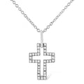 Diamond open cross pendant in sterling silver 1/10 cttw 18 inch chain bijoux-nyc direct
