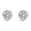 Trio diamond flower stud earrings in sterling silver – 1/10 cttw bijoux-nyc direct