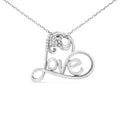 Diamond open heart love pendant necklace in sterling silver – 18’’