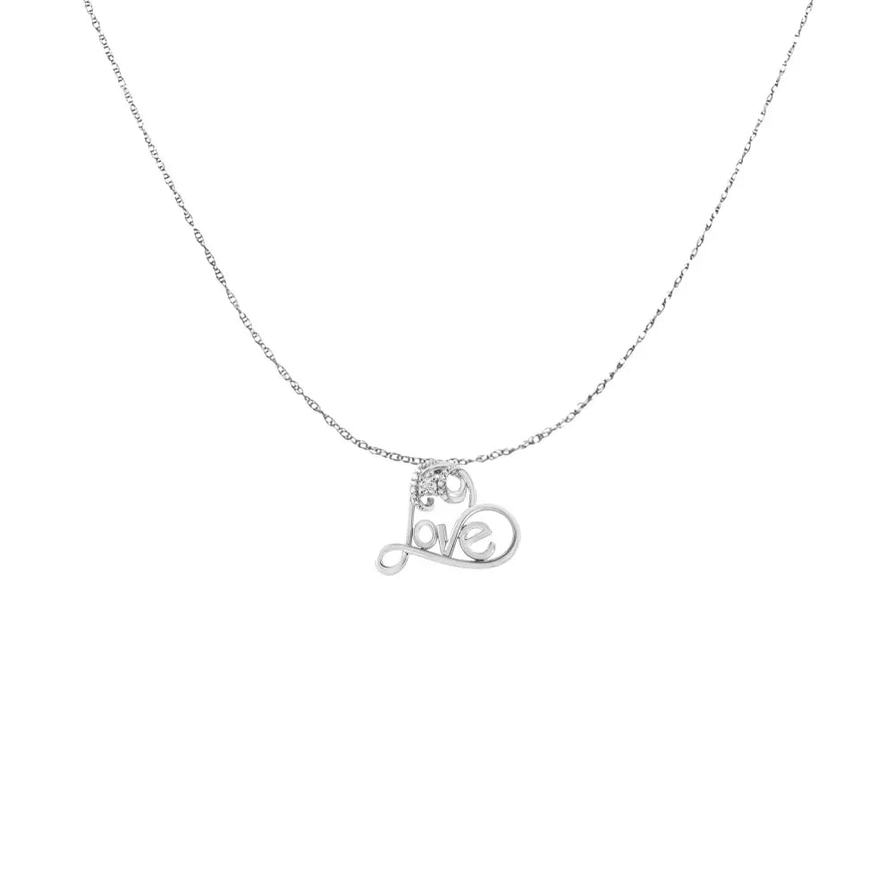 Diamond open heart love pendant necklace in sterling silver – 18’’