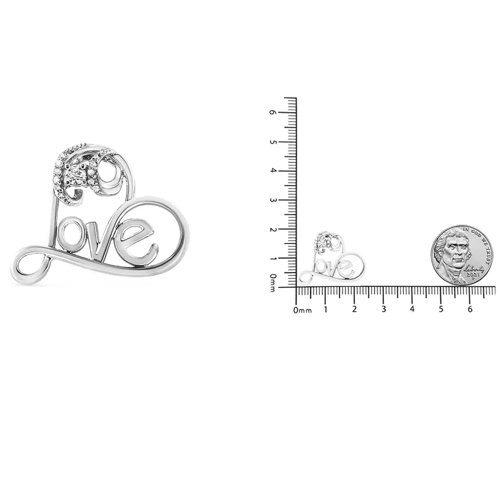 Diamond open heart love pendant necklace in sterling silver – 18’’