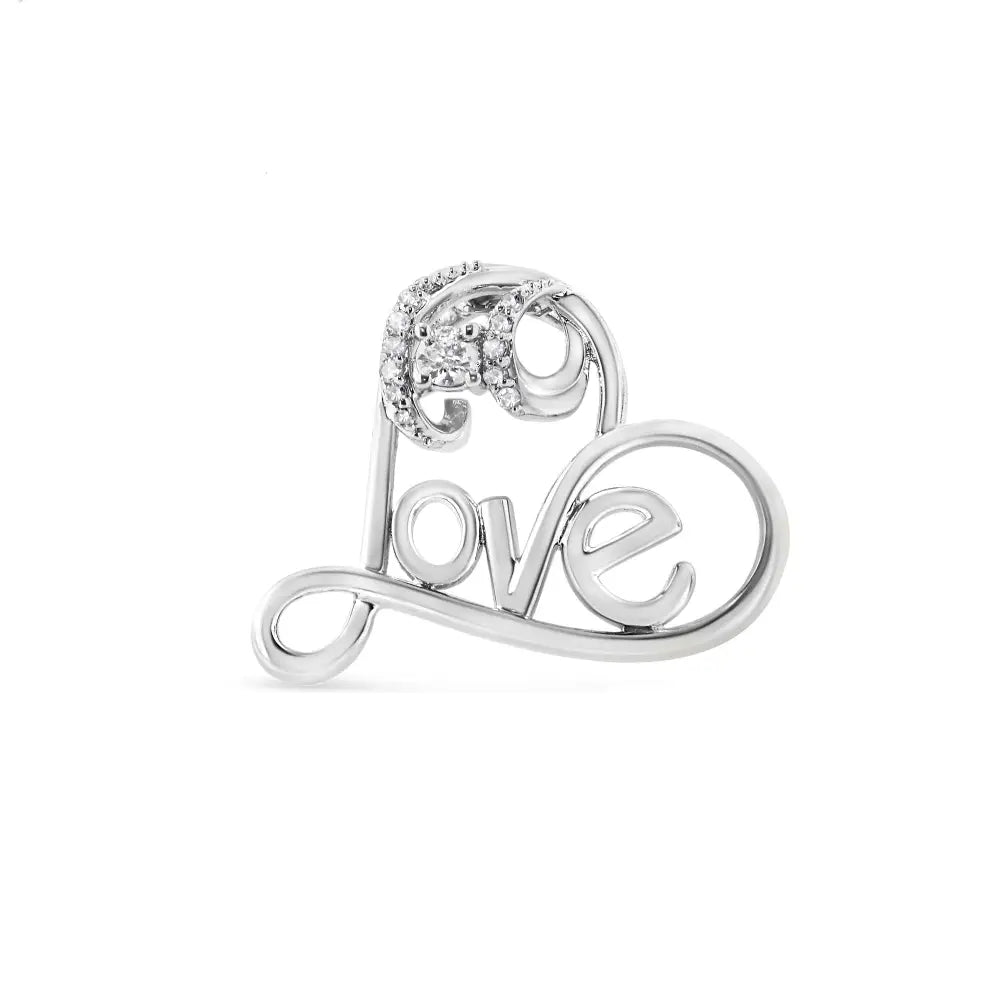 Diamond open heart love pendant necklace in sterling silver – 18’’