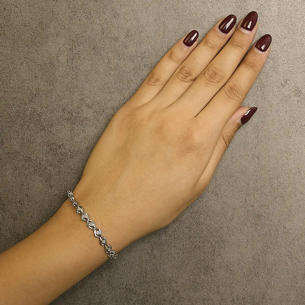 1/10 cttw diamond links of flame sterling silver bracelet 7.25 inches bijoux-nyc direct