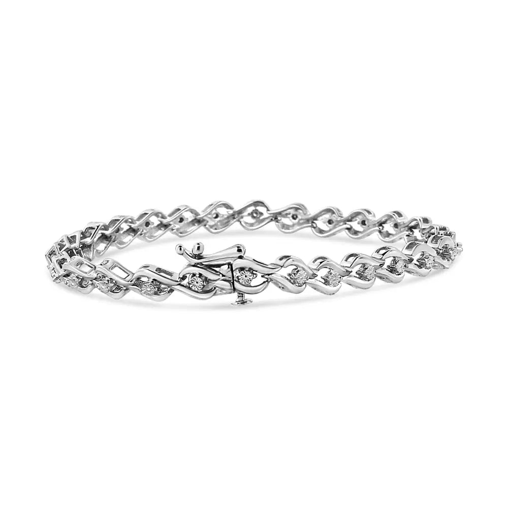 1/10 cttw diamond links of flame sterling silver bracelet 7.25 inches bijoux-nyc direct