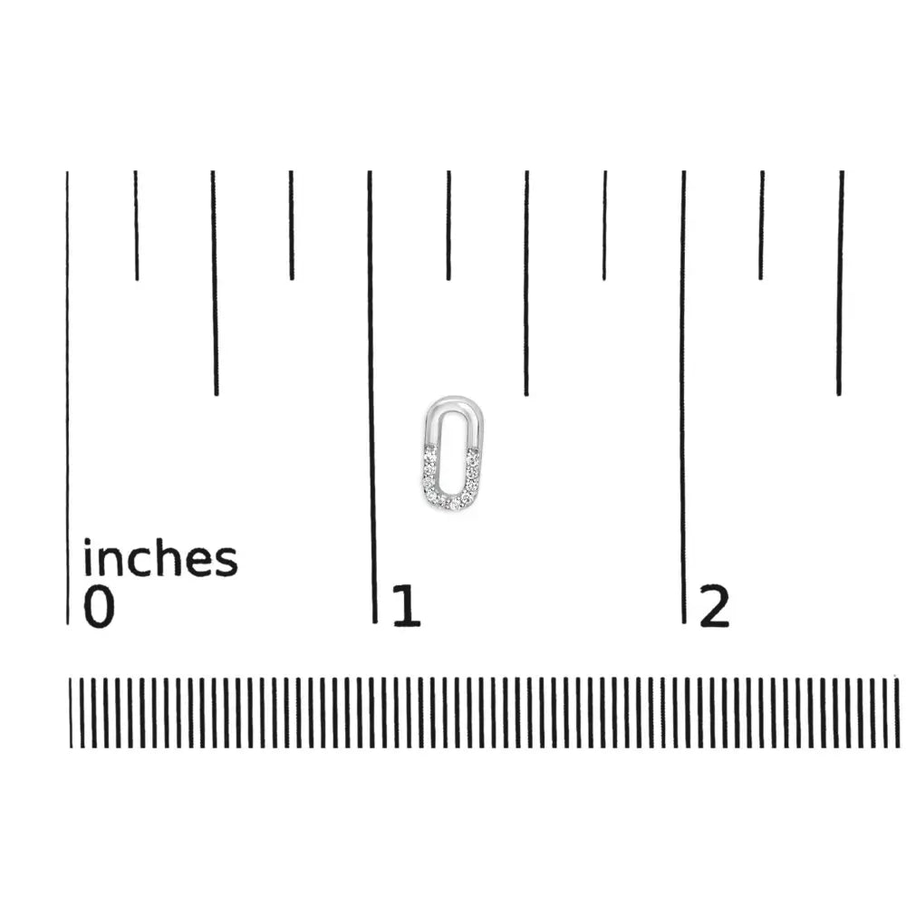 925 Sterling Silver 1/10 Diamond Diamond Paperclip Stud Earrings (H-I Color, I2-I3 Clarity) - Bijoux-NYC Direct