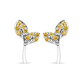 Treated yellow diamond leaf stud earrings in sterling silver – 1/16 cttw bijoux-nyc direct