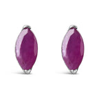 .925 Sterling Silver 1/2 Cttw Created Pink Ruby Gemstone Solitaire Stud Earrings - Bijoux-NYC Direct