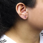.925 Sterling Silver 1/2 Cttw Created Pink Ruby Gemstone Solitaire Stud Earrings - Bijoux-NYC Direct