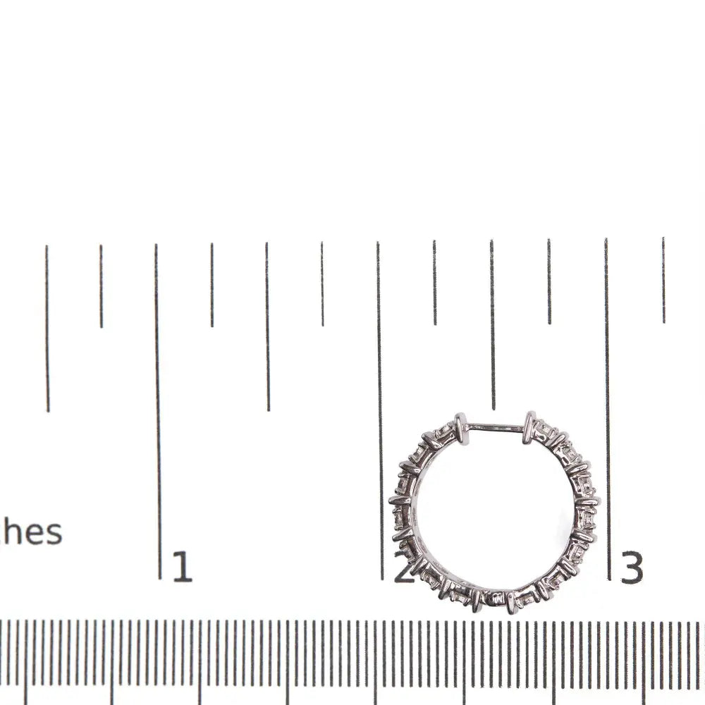 .925 Sterling Silver 1/2 Cttw Diamond Bar and Plate Eternity Hoop Earrings (I-J Color, I3 Clarity) - Bijoux-NYC Direct