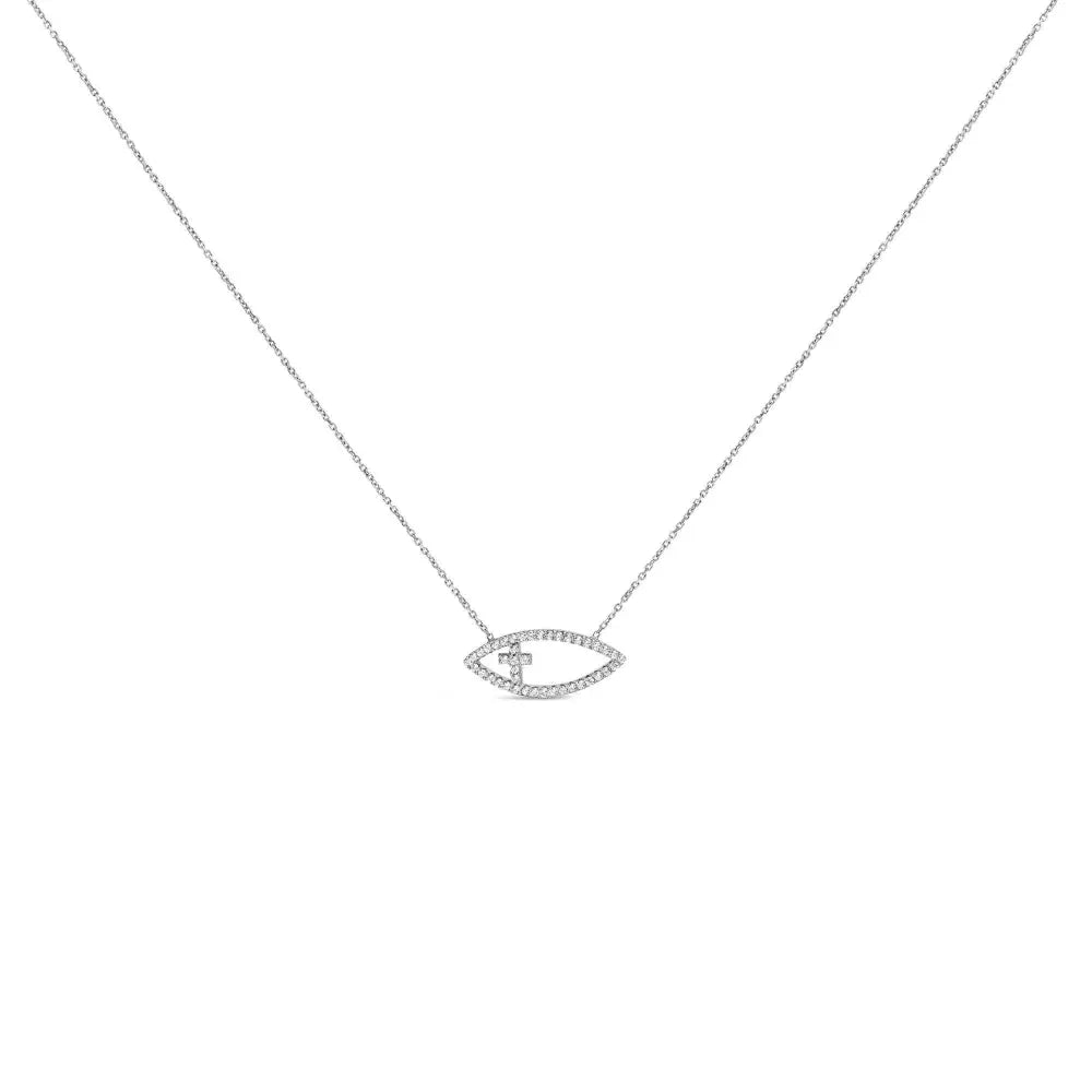 .925 sterling silver 1/2 cttw diamond cross and evil eye 18’’ inch pendant necklace (h i color si1 si2 clarity) necklaces/non