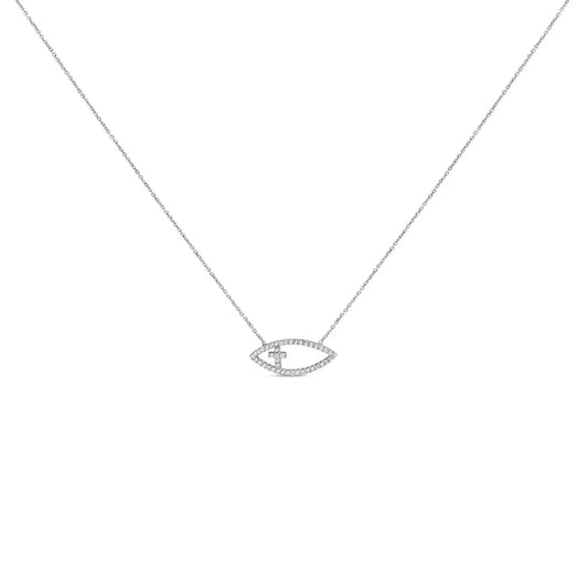 .925 sterling silver 1/2 cttw diamond cross and evil eye 18’’ inch pendant necklace (h i color si1 si2 clarity) necklaces/non