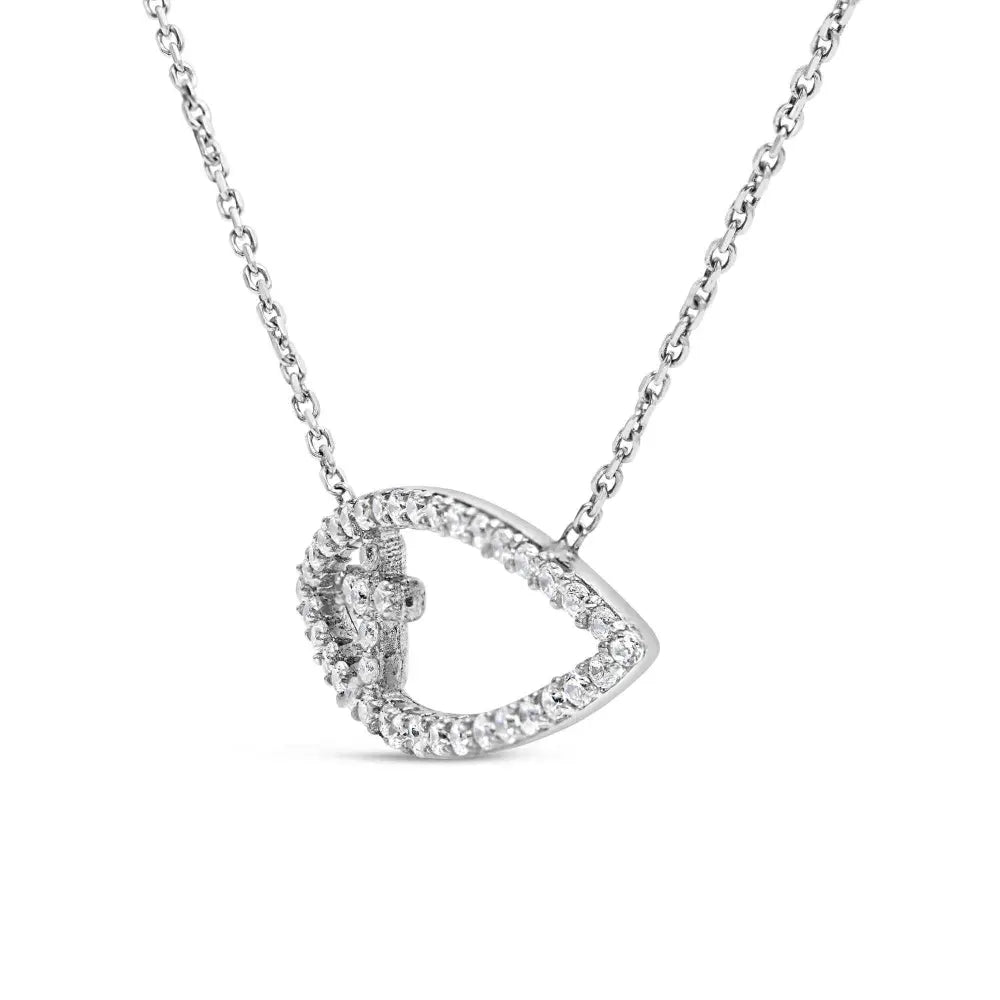 .925 sterling silver 1/2 cttw diamond cross and evil eye 18’’ inch pendant necklace (h i color si1 si2 clarity) necklaces/non