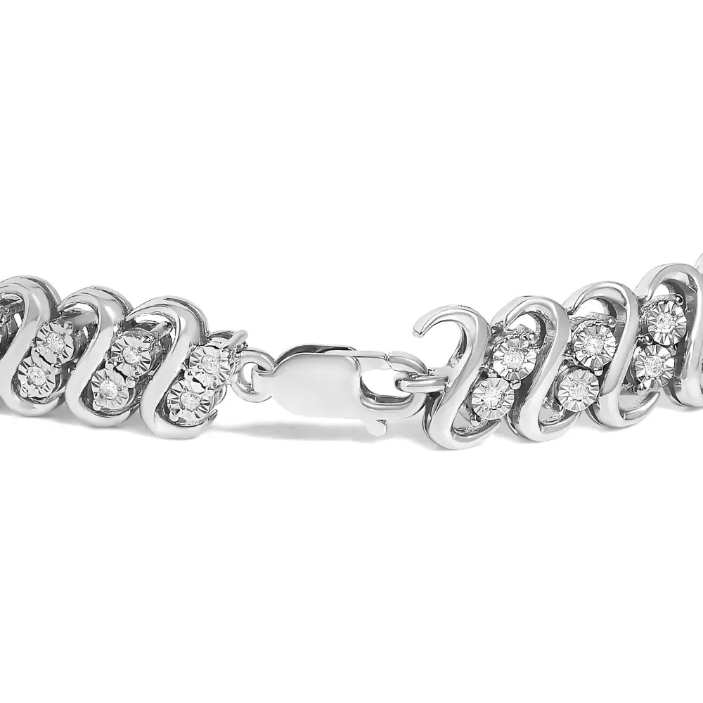 1/2 cttw diamond s-link bracelet in.925 sterling silver 7.5 inch bijoux-nyc direct