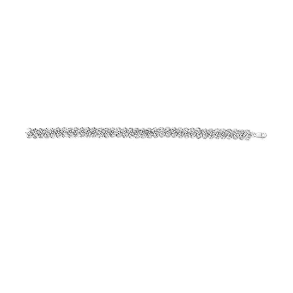 1/2 cttw diamond s-link bracelet in.925 sterling silver 7.5 inch bijoux-nyc direct
