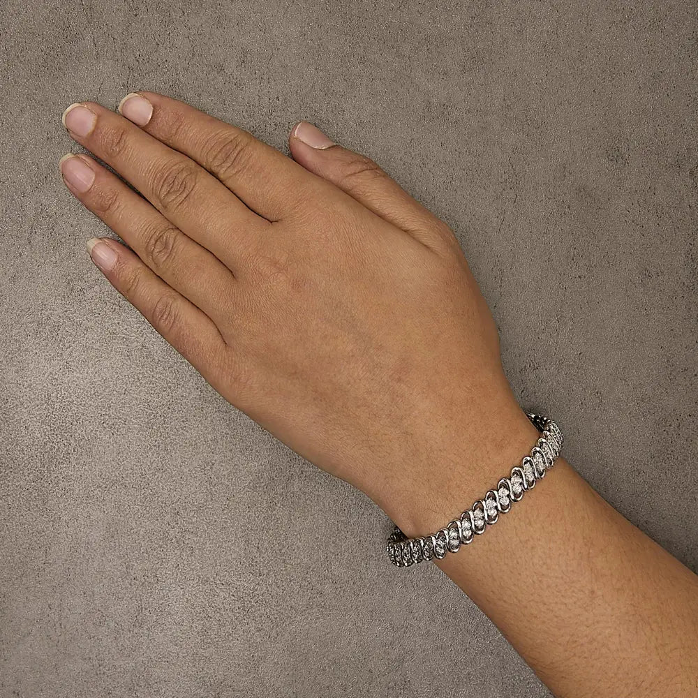 1/2 cttw diamond s-link bracelet in.925 sterling silver 7.5 inch bijoux-nyc direct