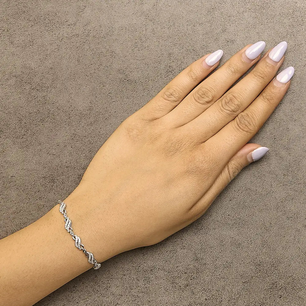 1/2 cttw diamond double wave bolo bracelet in.925 sterling silver bijoux-nyc direct