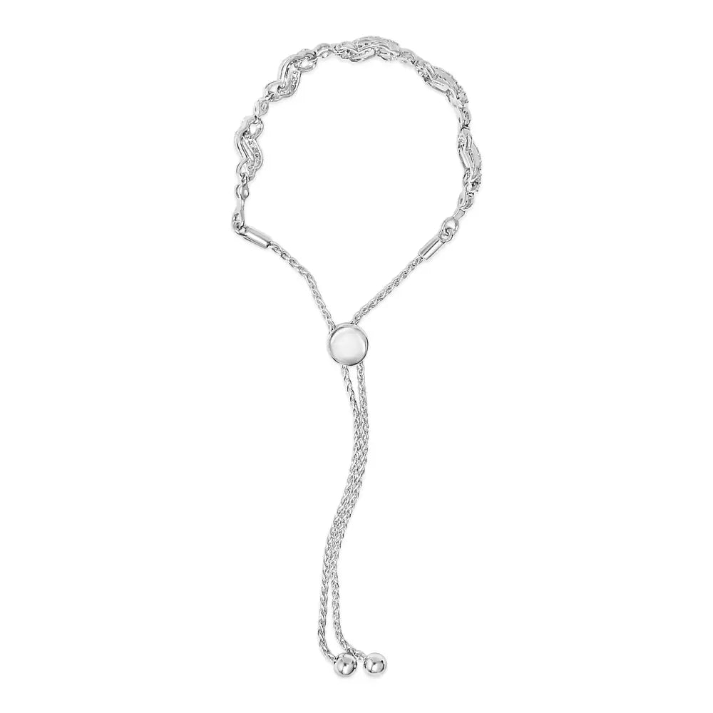 1/2 cttw diamond double wave bolo bracelet in.925 sterling silver bijoux-nyc direct