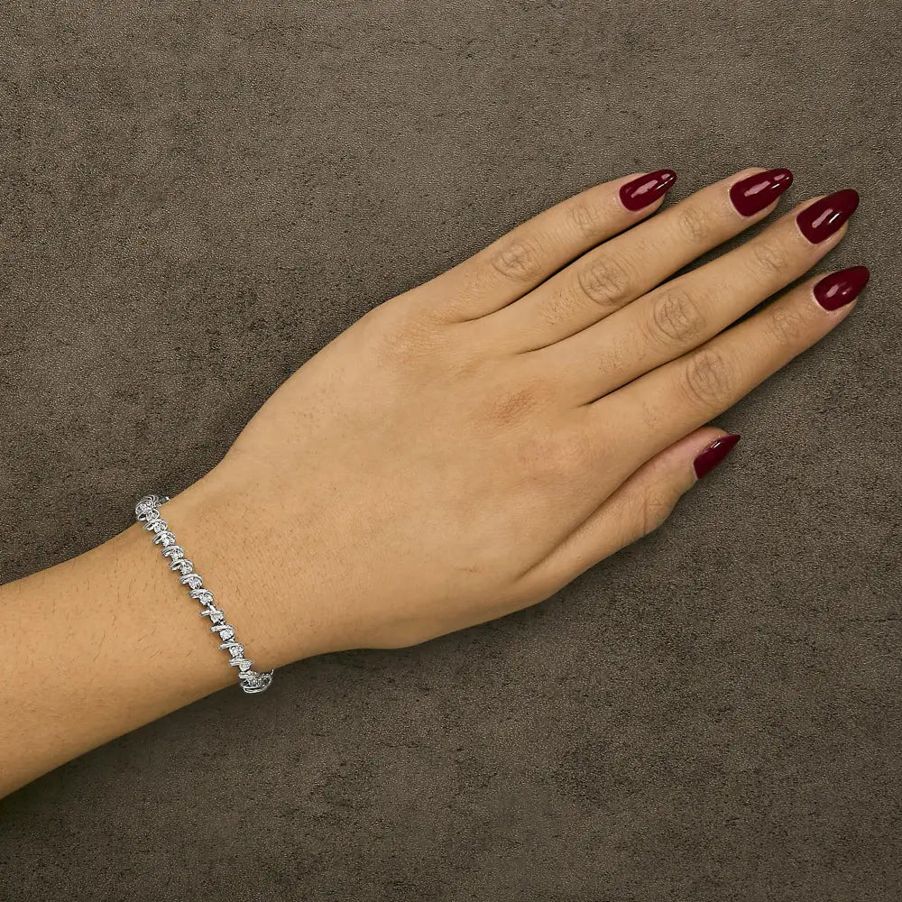 1/2 cttw diamond miracle set sterling silver 7 inch tennis bracelet bijoux-nyc direct