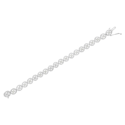 .925 Sterling Silver 1/2 Cttw Diamond Nested Circle Miracle Set Open Wheel 7.25" Fashion Link Bracelet (I-J Color, I3 Clarity) - Bijoux-NYC Direct