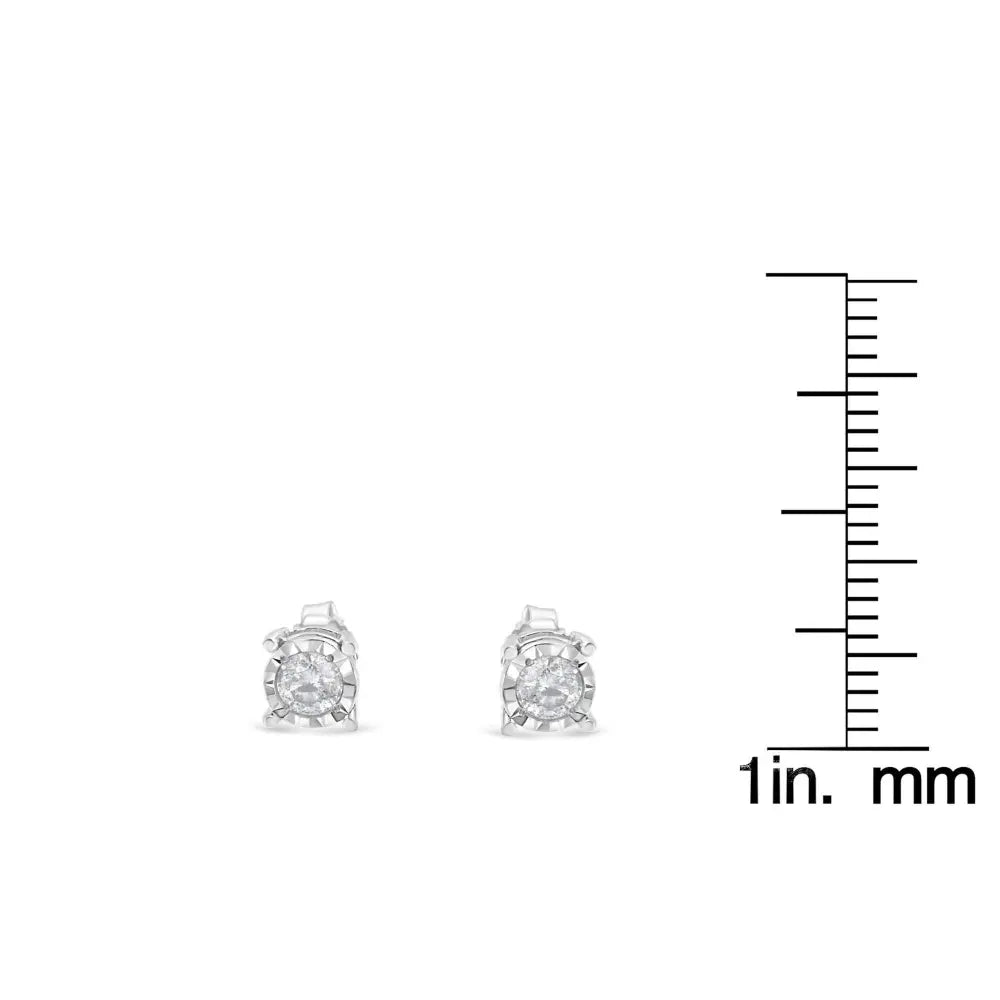 .925 Sterling Silver 1/2 Cttw Near Colorless Round Brilliant-Cut Diamond Miracle-Set Stud Earrings (H-I Color, I2-I3 Clarity) - Bijoux-NYC Direct