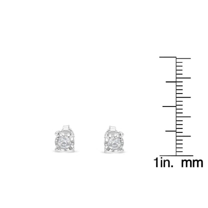 .925 Sterling Silver 1/2 Cttw Near Colorless Round Brilliant-Cut Diamond Miracle-Set Stud Earrings (H-I Color, I2-I3 Clarity) - Bijoux-NYC Direct