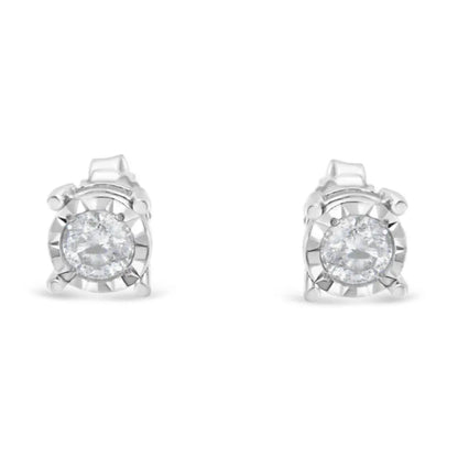 .925 Sterling Silver 1/2 Cttw Near Colorless Round Brilliant-Cut Diamond Miracle-Set Stud Earrings (H-I Color, I2-I3 Clarity) - Bijoux-NYC Direct
