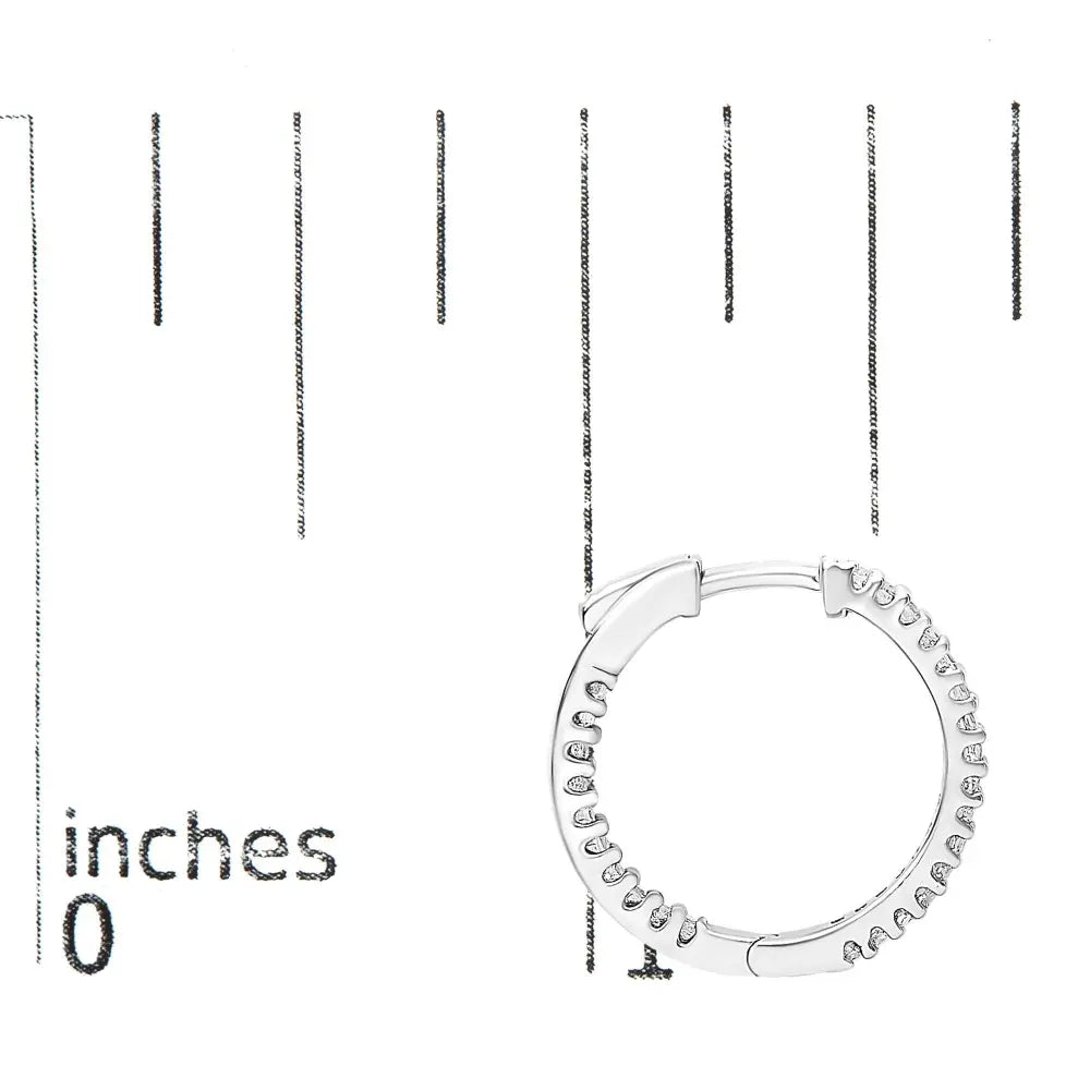 .925 Sterling Silver 1/2 Cttw Princess Diamond Inside Out Hoop Earrings (G-H Color, VS2-SI1 Clarity) - Bijoux-NYC Direct