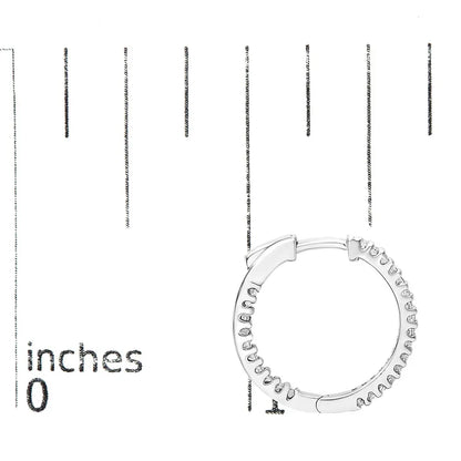 .925 Sterling Silver 1/2 Cttw Princess Diamond Inside Out Hoop Earrings (G-H Color, VS2-SI1 Clarity) - Bijoux-NYC Direct