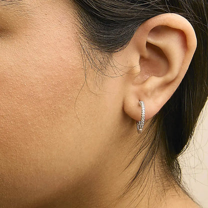 .925 Sterling Silver 1/2 Cttw Princess Diamond Inside Out Hoop Earrings (G-H Color, VS2-SI1 Clarity) - Bijoux-NYC Direct