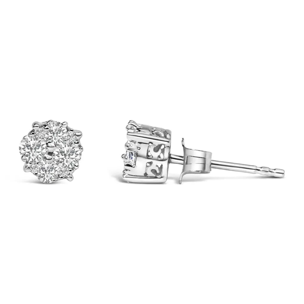 1/2 cttw round diamond cluster stud earrings in.925 sterling silver bijoux-nyc direct
