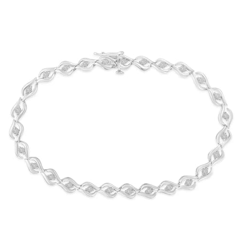 .925 sterling silver 1/2 cttw rose cut diamond almond shape link tennis bracelet (i-j color i3 clarity) - 7” bijoux-nyc