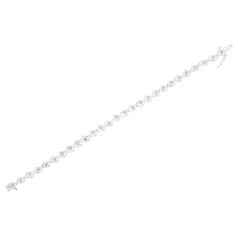 Sterling silver 1/2 cttw rose cut diamond almond link tennis bracelet 7” bijoux-nyc direct