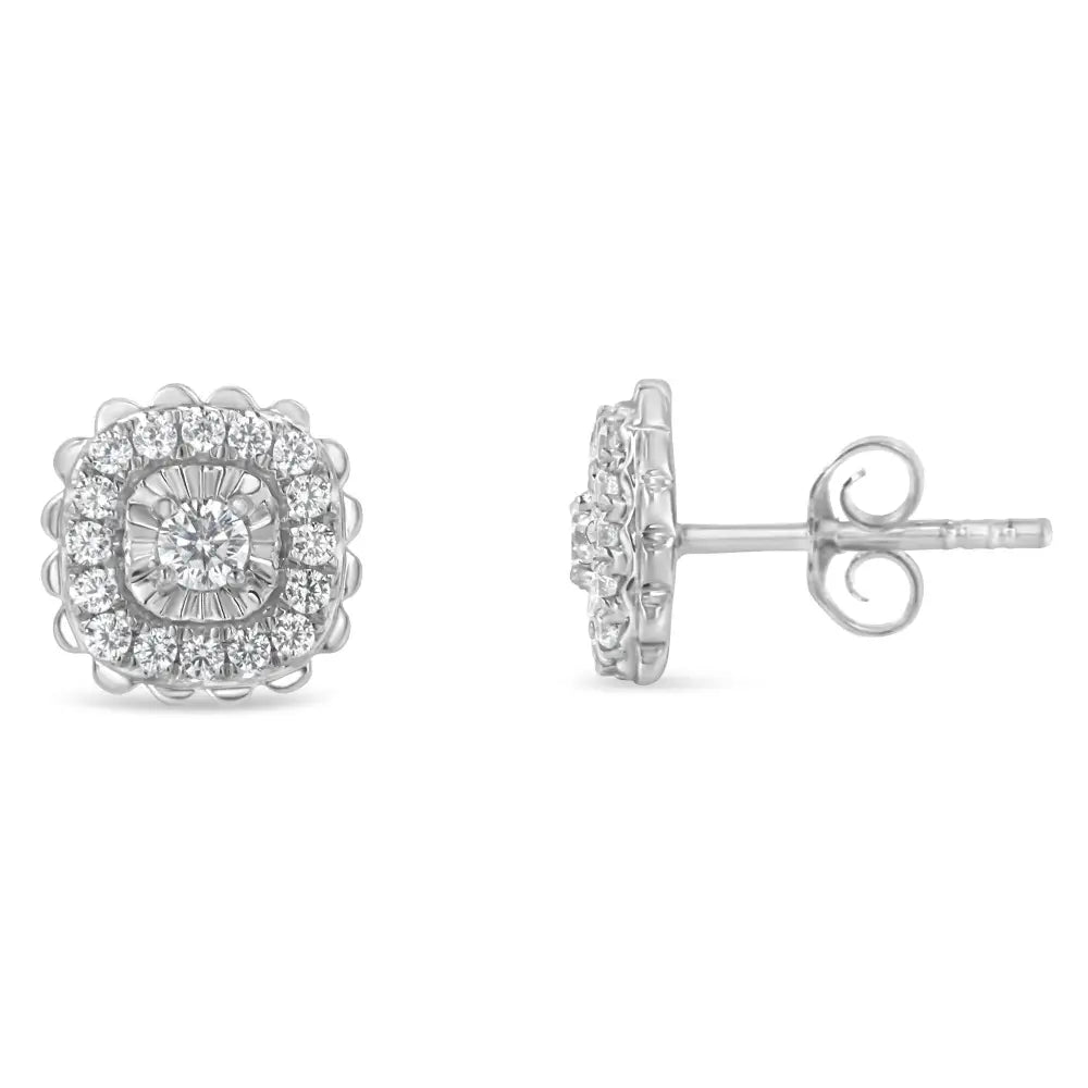 1/2 cttw diamond halo cluster stud earrings in.925 sterling silver bijoux-nyc direct