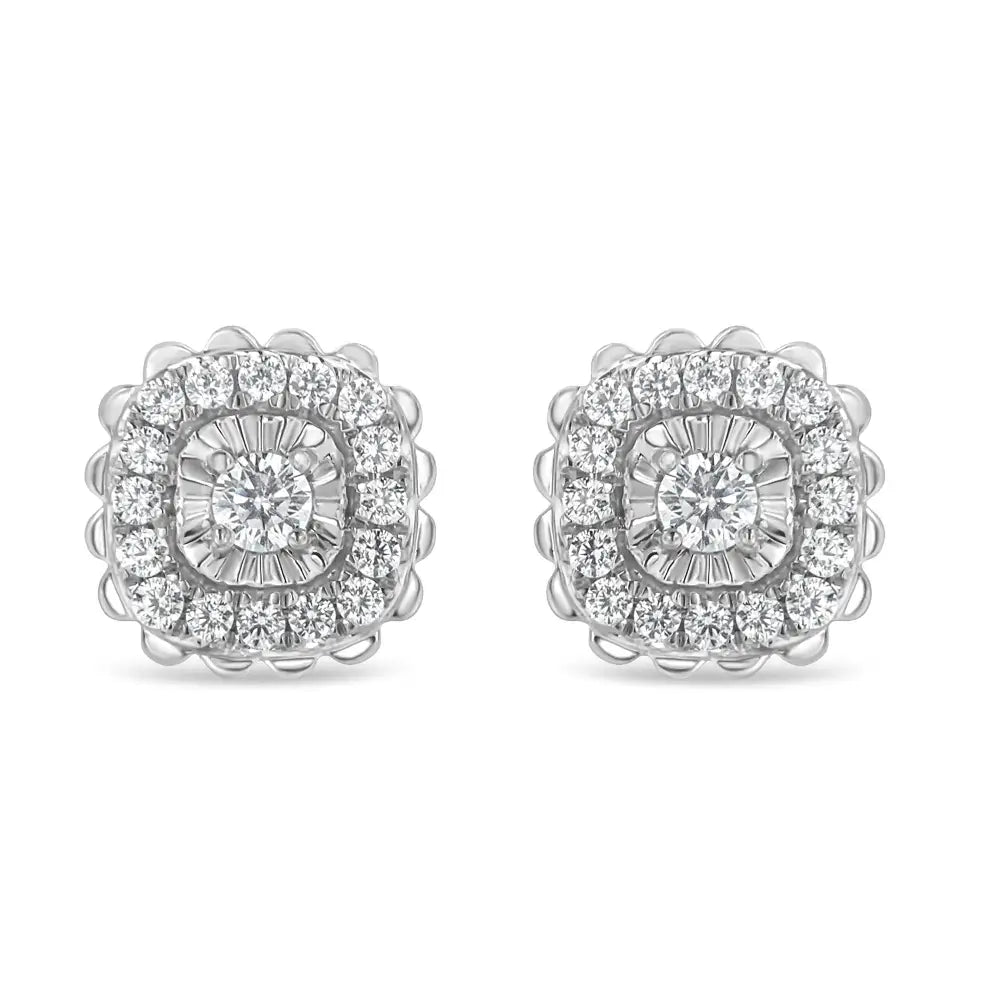 1/2 cttw diamond halo cluster stud earrings in.925 sterling silver bijoux-nyc direct