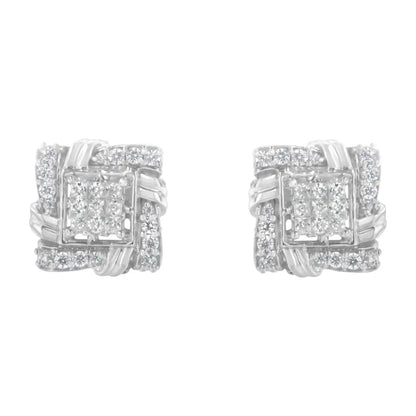 .925 Sterling Silver 1/2 Cttw Round-Cut Diamond Stud Earrings (I-J Color, I1-I2 Clarity) - Bijoux-NYC Direct