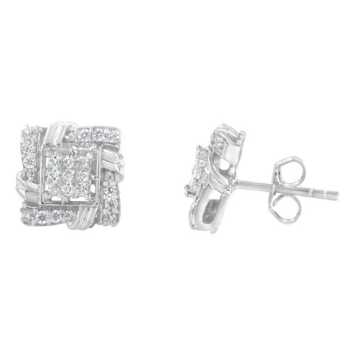 .925 sterling silver 1/2 cttw round-cut diamond stud earrings (i-j color i1-i2 clarity) bijoux-nyc direct