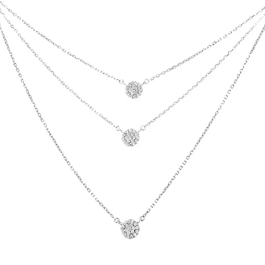 .925 Sterling Silver 1/2 Cttw Round Diamond Medallion Multi-Strand Tri Pendant 18" Necklace (H-I Color, I2-I3 Clarity) - Bijoux-NYC Direct